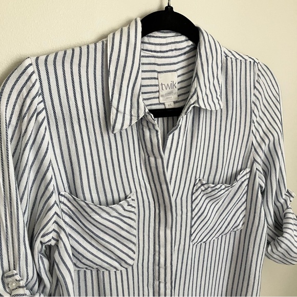 Simons Twik Striped Button Down Shirt - Picture 2 of 7
